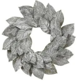 22" Iced Magnolia Leaf Wreath Unlit