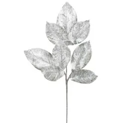 32" Iced Magnolia Leaf Branch Set Of 6