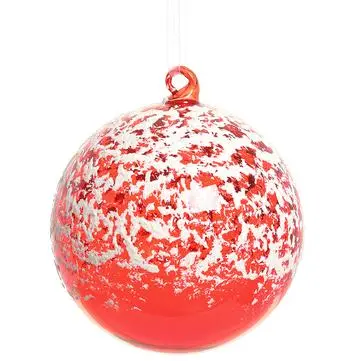 5" Red Snowed Glass Ball Ornament 3 5" Red Snowed Glass Ball Ornament