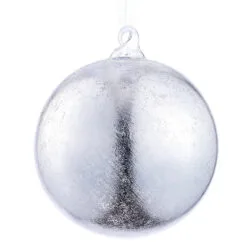 4.75" Silver Glass Ball Set Of 2