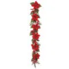 6 FT Red Poinsettia & Pine Cone Garland -Christmas decorations 3384942469