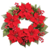 24" Red Poinsettia Berry Wreath Unlit -Christmas decorations 3384988520cc