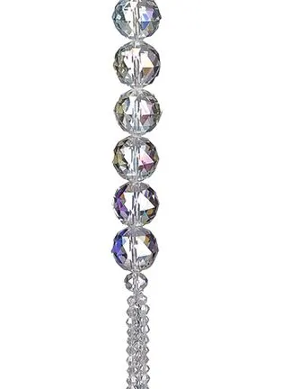 13" Crystal Drop With Tassel Ornament Set Of 6 4 13" Crystal Drop With Tassel Ornament Set Of 6 - Image 2