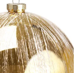 6" Gold & White Glitter Ball Set Of 2 5 6" Gold & White Glitter Ball Set Of 2 -Christmas decorations 3384991597 2