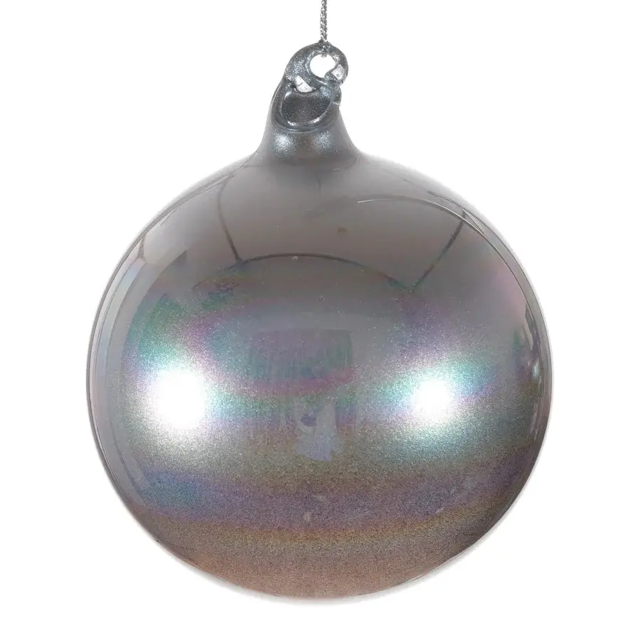 6" Silver Pearl Bubblegum Glass Ornament 3 6" Silver Pearl Bubblegum Glass Ornament