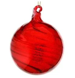 3.5" Red Mercury Glass Swirl Ornament Set Of 6