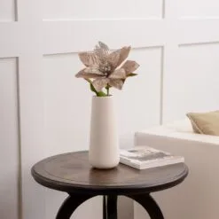 27" Taupe Velvet Sequin Poinsettia Stem Set Of 12 -Christmas decorations 4390201574 3