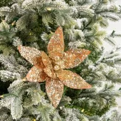 24" Gold Sequined Poinsettia Stem Set Of 12 -Christmas decorations 4390203474 2