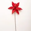 24" Glitter Veined Velvet Poinsettia Stem Set Of 12 -Christmas decorations 4390203979