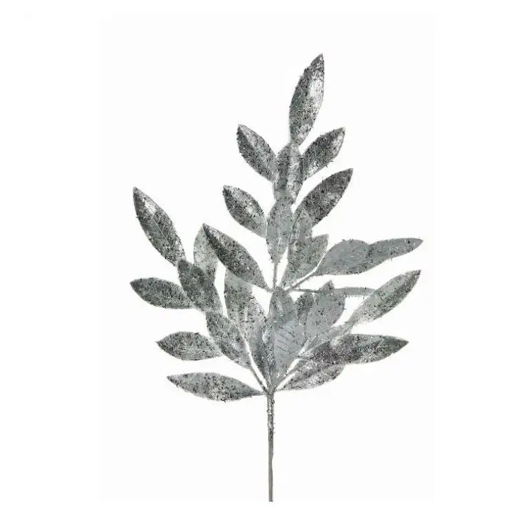 21" Glitter Bay Leaf Spray Set Of 12 4 21" Glitter Bay Leaf Spray Set Of 12 - Image 2