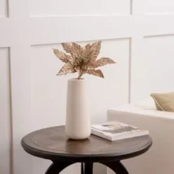 24" Taupe Glitter Edge Poinsettia Set Of 12 -Christmas decorations 4390255461 3