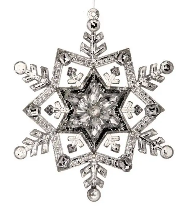 5" Silver Jeweled Snowflake Ornament Set Of 12 3 5" Silver Jeweled Snowflake Ornament Set Of 12