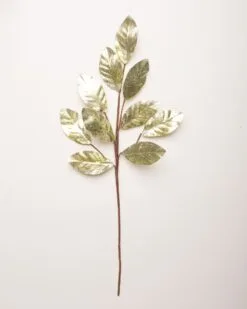 30" Aqua Metallic Magnolia Leaf Spray Set Of 12