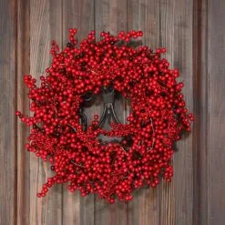 24" Red Mixed Berry Crabapple Wreath -Christmas decorations 4390267077a