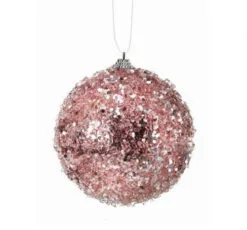 4.5" Pink Iced Ball Set Of 12