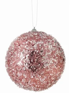 6" Pink Iced Ball Set Of 6