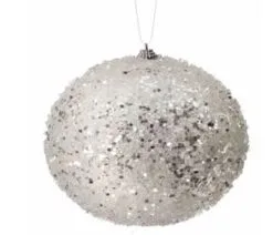 6" White Iced Ball Set Of 6