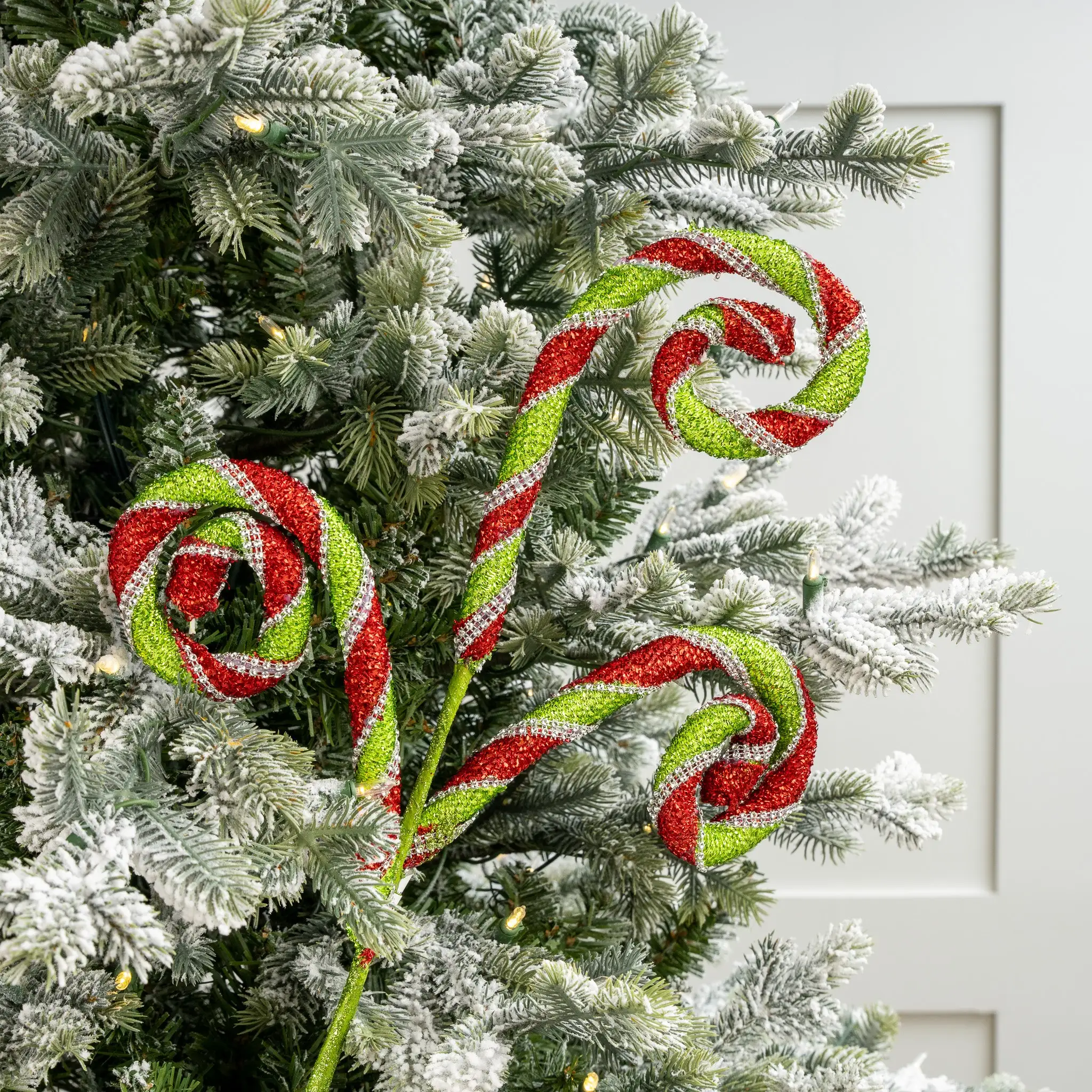 30" Glitter Rhinestone Striped Candy Cane Pick Set Of 6 4 30" Glitter Rhinestone Striped Candy Cane Pick Set Of 6 - Image 2