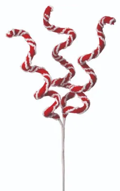 27" Candy Cane Curly Swirl Spray Set Of 6