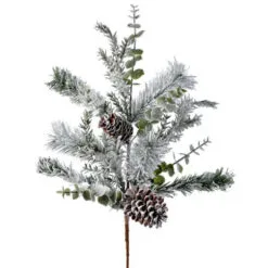 31" Snow Pinecone Eucalytus Set Of 6