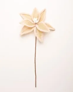 20" Burlap Faux Fur Edge Poinsettia Set Of 12