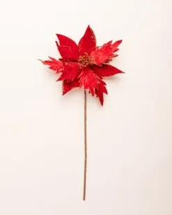 20" Red Velvet Poinsettia Set Of 9