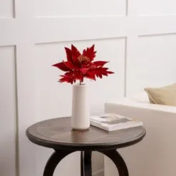 20" Red Velvet Poinsettia Set Of 9 -Christmas decorations 4390277449 2