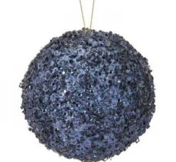 5" Navy Sequined Ball Set Of 6