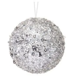 5" Silver Sequins Ball Set Of 6