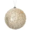 4" Champagne Iced Metallic Ball Ornament Set Of 12 -Christmas decorations 4390283816