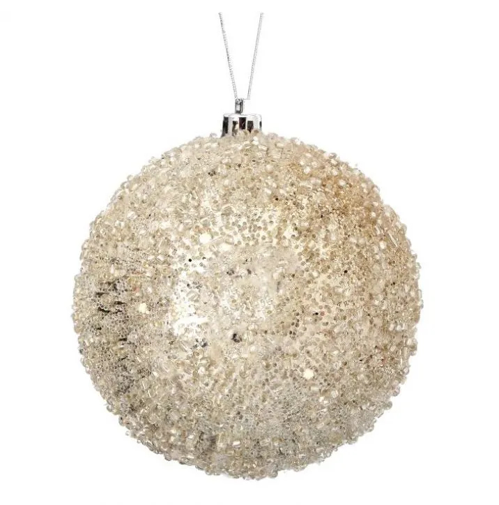 4" Champagne Iced Metallic Ball Ornament Set Of 12 3 4" Champagne Iced Metallic Ball Ornament Set Of 12