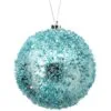 4" Blue Iced Metallic Ball Set Of 12 2 4" Blue Iced Metallic Ball Set Of 12 -Christmas decorations 4390283817