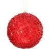6" Red Iced Metallic Ball Set Of 6 -Christmas decorations 4390283823