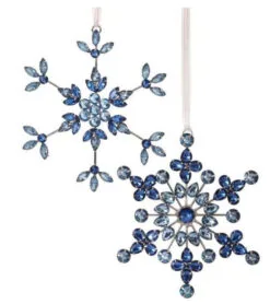 6" Assorted Blue Snowflake Ornament Set Of 6