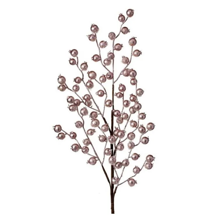 26" Pink Metallic Berry Branch Set Of 6 3 26" Pink Metallic Berry Branch Set Of 6