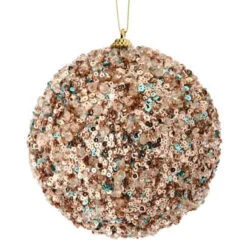 5" Brown Sequin Ball Set Of 6
