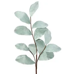 37" Aqua Glitter Leaf Spray Set Of 6