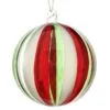 5" Glass Red & Green Stripe Clear Ball Ornament Set Of 6 -Christmas decorations 4390302148