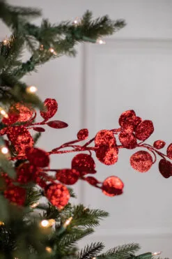 30" Glitter Leaf Spray Set Of 12 -Christmas decorations 4390302566 1