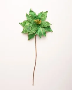 24" Beaded Poinsettia Stem Set Of 12