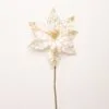 24" Ivory Velvet Glitter Sequined Poinsettia Set Of 12 -Christmas decorations 4390302690