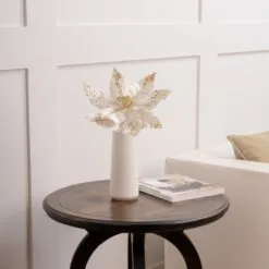 24" Ivory Velvet Glitter Sequined Poinsettia Set Of 12 -Christmas decorations 4390302690 3