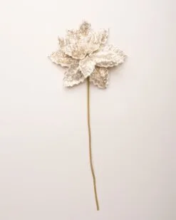 24" Iced Pearls Poinsettia Pick Set Of 4