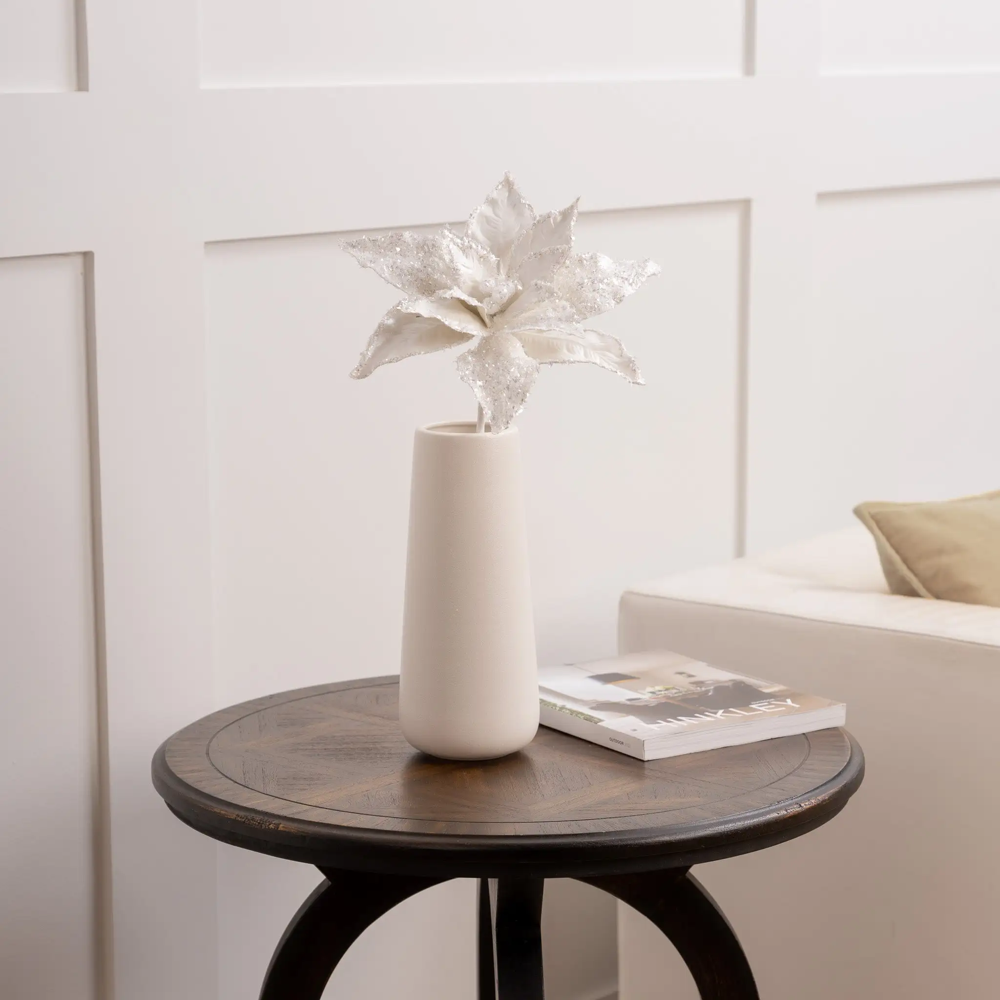 24" Silver Flake Metallic Poinsettia Stem Set Of 6 5 24" Silver Flake Metallic Poinsettia Stem Set Of 6 - Image 3