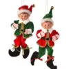 9" Fabric Red & Green Tidings Bendable Elf Assorted Set Of 2 -Christmas decorations 4390303507