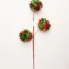 30" Red & Green Tinsel Ball Spray Set Of 6 -Christmas decorations 4390303631