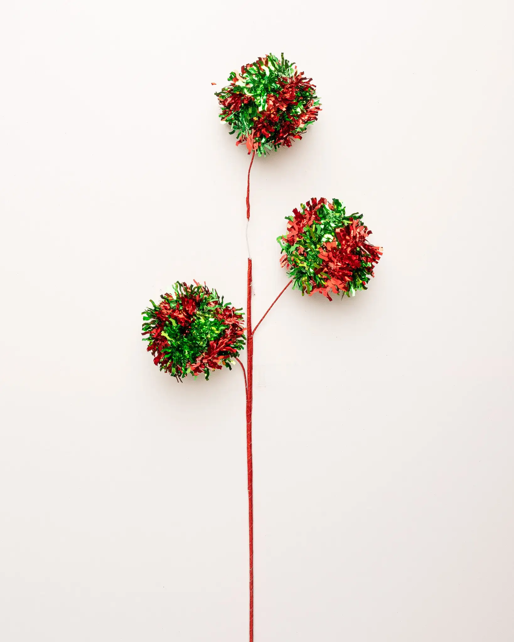 30" Red & Green Tinsel Ball Spray Set Of 6 3 30" Red & Green Tinsel Ball Spray Set Of 6
