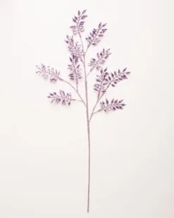 30" Lavender Metallic Leaf Branch Set Of 6