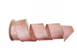 2.5" X 10 YD Metallic Pink With Champagne Sparkle Ribbon