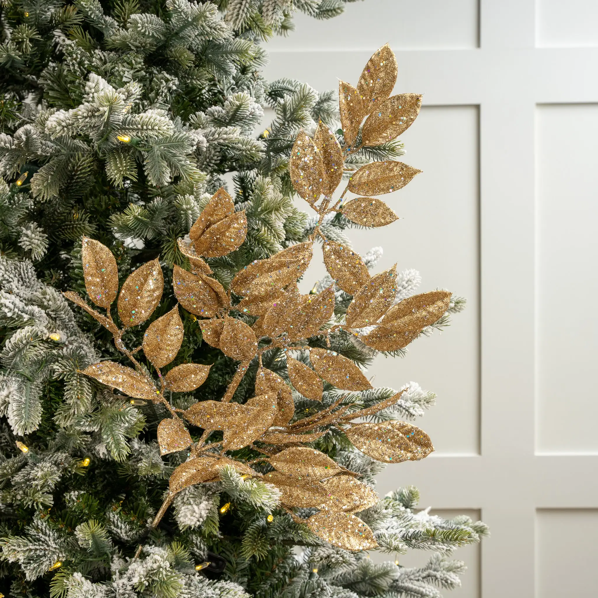 31" Champagne Camelia Leaf Spray Set Of 6 4 31" Champagne Camelia Leaf Spray Set Of 6 - Image 2